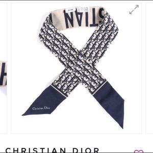 Christian Dior Silk Oblique Mitzah Scarf Blue